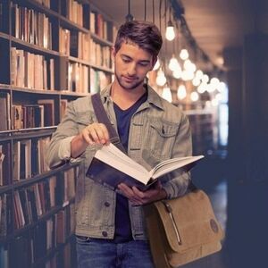 Mactso Men's Brown Canvas Messenger Bag
